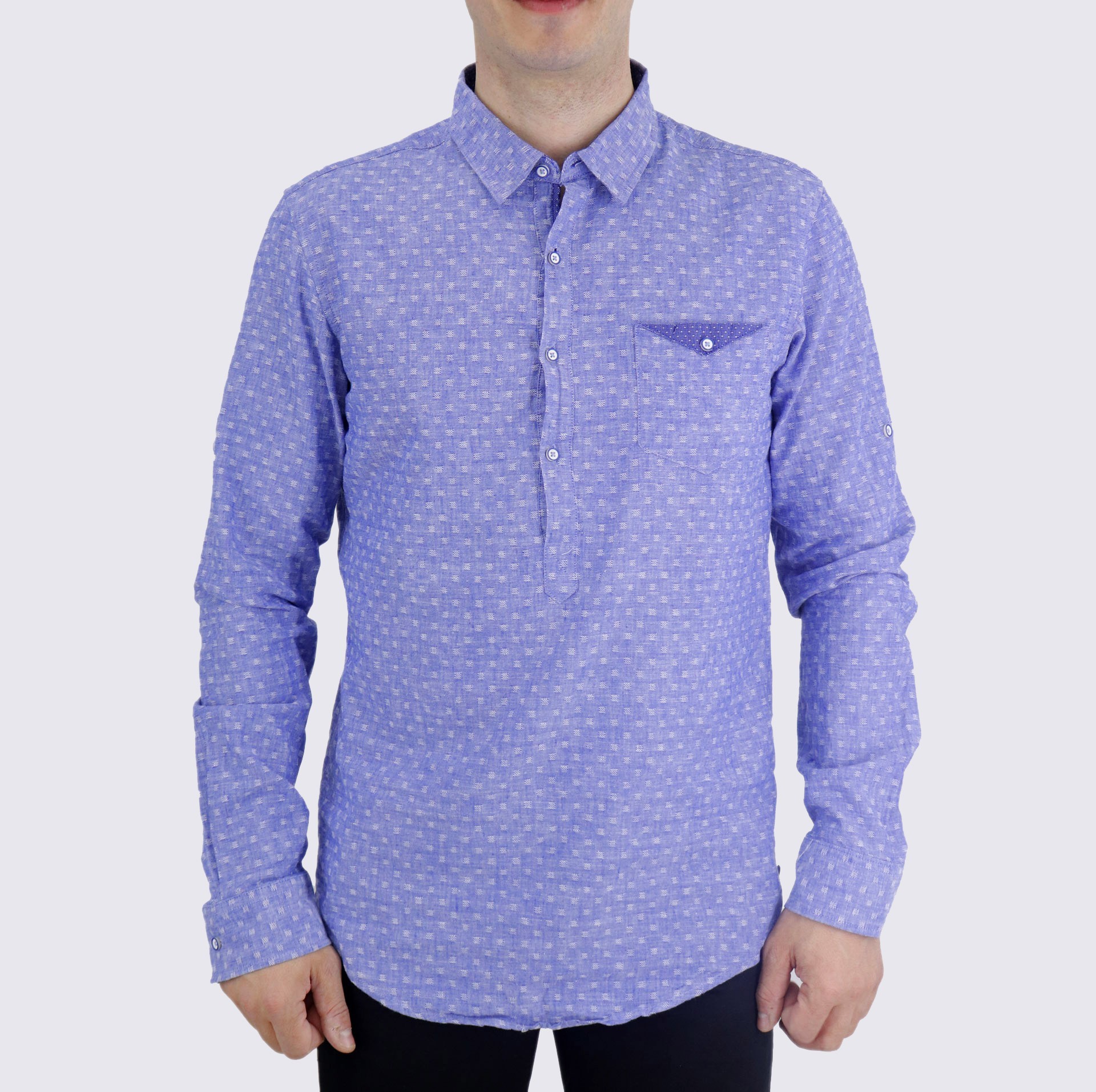 Ανδρικό πουκάμισο μπλούζα γαλάζιο λινό