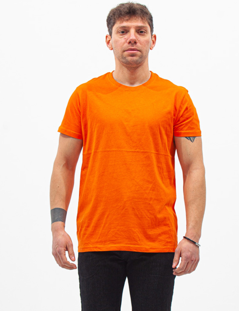 Ανδρική Μπλούζα Κοντομάνικη Μονόχρωμο Πορτοκαλί